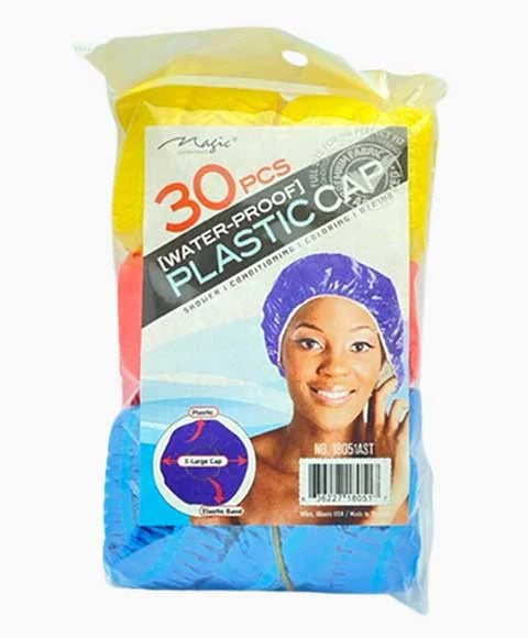 rMAGIC COLLECTION WATER PROOF ELASTIC BAND PLASTIC CAPS 30 pcs
