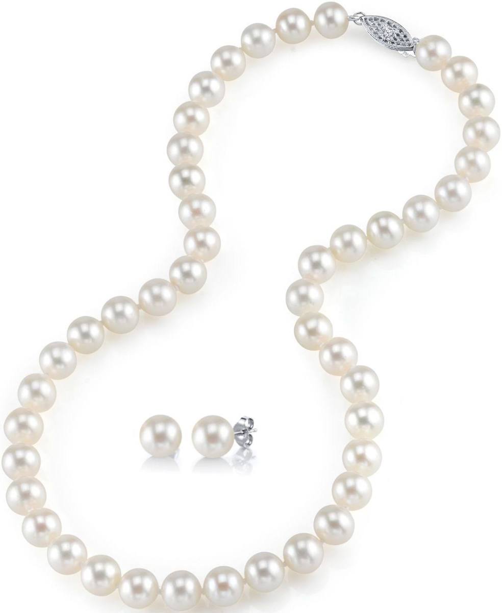 Pearl Necklace & Earrings Costume Jewelry