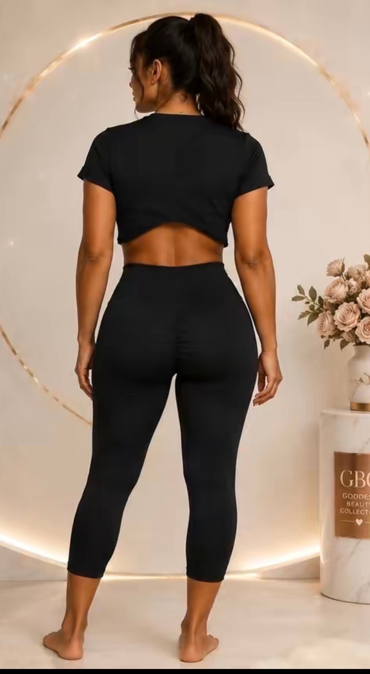 BOUNDED HEM CROP LONG PANTS SET