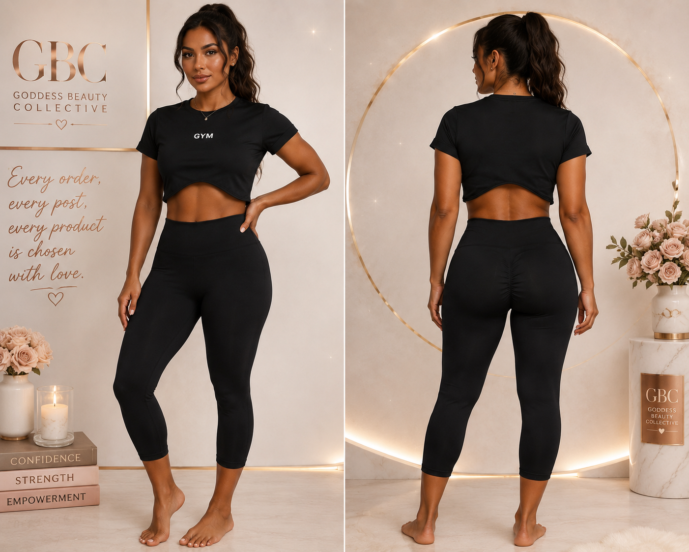BOUNDED HEM CROP LONG PANTS SET