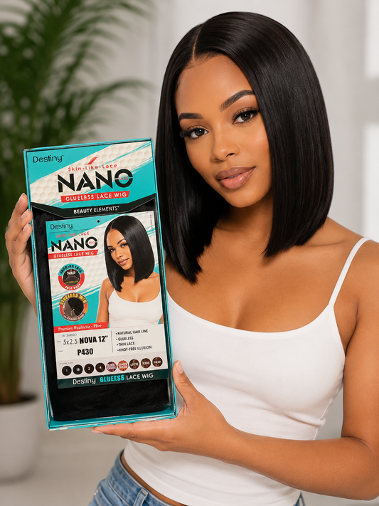 Destiny Nano Glueless Lace Wig – Nova 12” Premium Realistic-Fiber