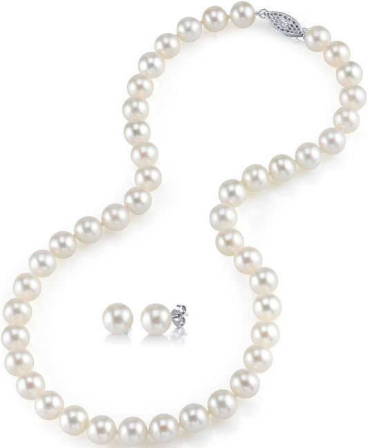 Pearl Necklace & Earrings Costume Jewelry