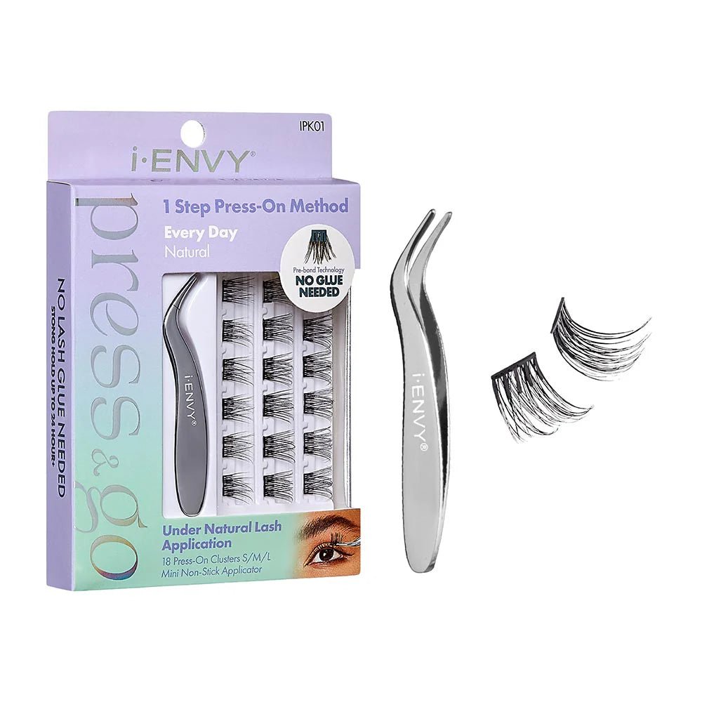 I-ENVY BY KISS PRESS & GO CLUSTER LASHES ALL-IN-ONE KIT | COMPLETE PRESS-ON LASH EXTENSION SET – CHOOSE STYLE