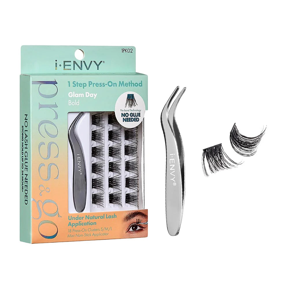 I-ENVY BY KISS PRESS & GO CLUSTER LASHES ALL-IN-ONE KIT | COMPLETE PRESS-ON LASH EXTENSION SET – CHOOSE STYLE