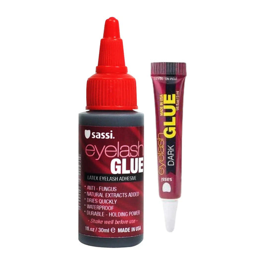 SASSI EYELASH GLUE DARK | PROFESSIONAL STRIP LASH ADHESIVE – 1 OZ + BONUS 5 ML