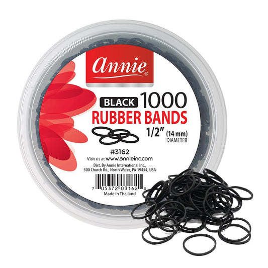 ANNIE 1000 Black Mini Rubber Bands – 1/2″ Durable Elastic Hair & Braiding Bands (Secure, Stretchy, Strong)