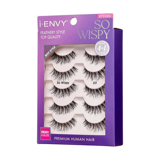 iEnvy by Kiss So Wispy 03 Strip Eyelashes 5 Pair Value Pack #KPEM60 Natural Wispies Style