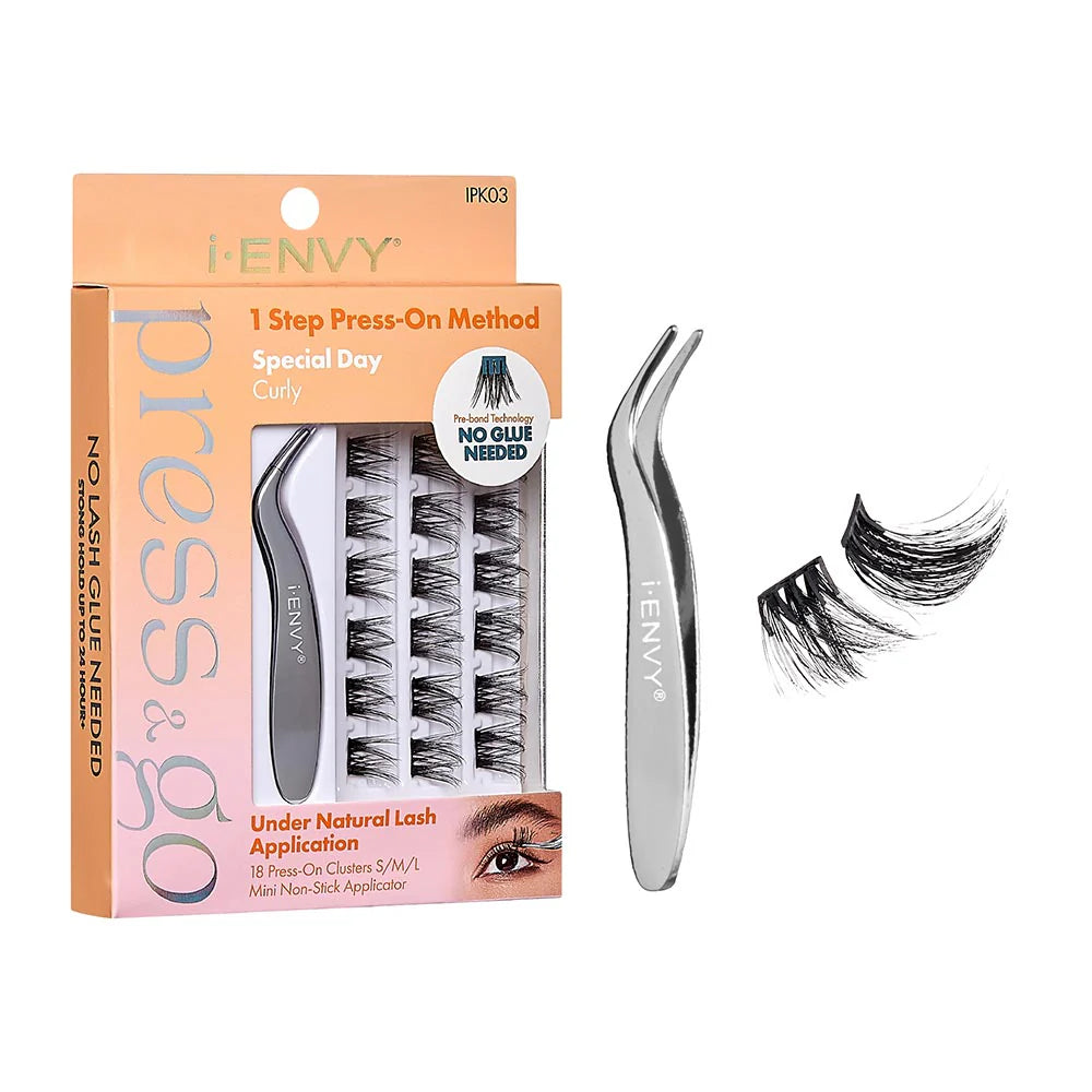 I-ENVY BY KISS PRESS & GO CLUSTER LASHES ALL-IN-ONE KIT | COMPLETE PRESS-ON LASH EXTENSION SET – CHOOSE STYLE