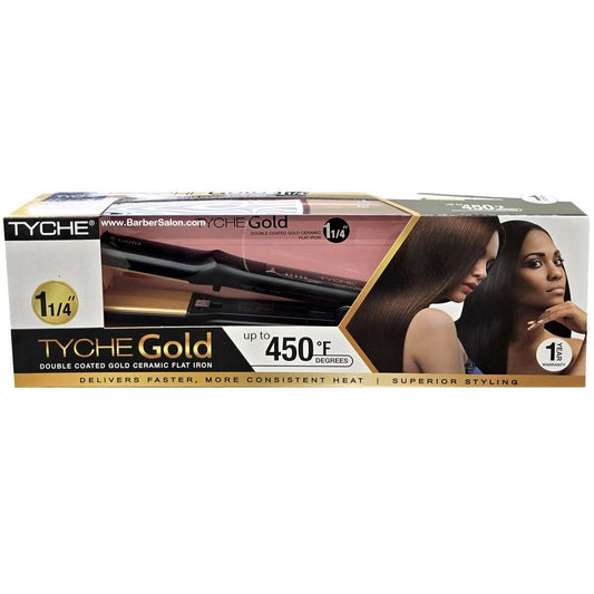 Tyche Double Coated Gold Ceramic Flat Iron - 1-1/4"